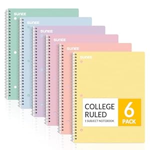 SUNEE Spiral Notebooks, 6 Pack, 1-S...