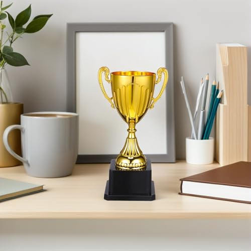 Mini trofeos de plástico dorado Operitacx para premios escolares y eventos, 2 piezas 6