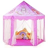 Monobeach Princess Tent Girls Unicorn Large Playhouse Kids Castle Play Tent with Star Lights Gift Toy for Children Indoor and Outdoor Games, 55'' x 53'' (DxH)