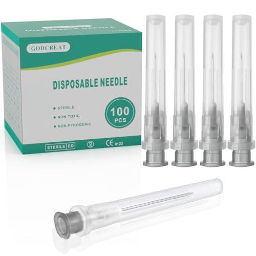 22G 1 Inch Disposable Injection Needle Dispensing Accessories, Sterile Individually Packaged Pack of 100