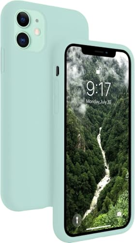 Image of VONZEE Microfiber Candy Case Compatible for iPhone 11 6.1 inch, Shockproof Slim Back Cover Liquid Silicone Case (Mint Green)