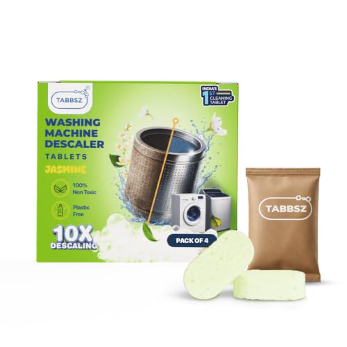 Image of Washing Machine Descaler and Cleaner Tablets 2 Month supply| Eco-Friendly & Non-Toxic Plant-Based Descaling Formula | 10X Cleaning | Protects Drum & Removes Limescale | Jasmine - Pack of 4