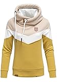 REPUBLIX Damen Kapuzenpullover Sweatjacke Pullover Hoodie Sweatshirt RD-006 Beige/Weiß/Gelb M