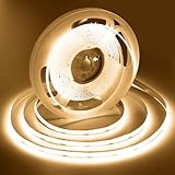 ShineBurky COB ledテープライト 5m 12V 電球色 3000K CRI93+ 高輝度 ledテープ 間接照明 調光可能 切断可能 取付簡単 非防水 寝室/お部屋/インドア/アウトドア 飾り DIY