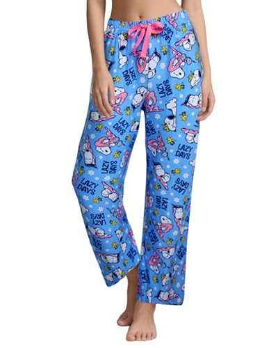 COCO BRANDS Womens Pajama Pants - Peanuts Snoopy Soft Stretch Sleepwear Bottoms - Comfy Fun Pajamas for Women (Sizes: XS-XL), Size Medium, Snoopy Purple Lazy Day