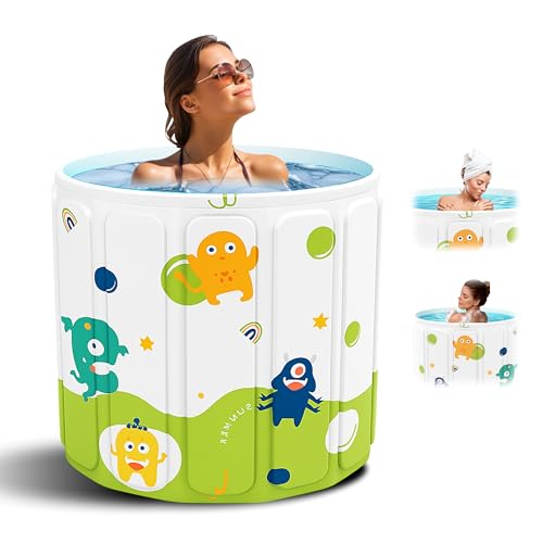 Image of Helteko Bath Tub for Adult for Bathroom, Foldable Tub for Home Use with Drainage Hole, Thickened Insulated Ice Bath Tub, Inflatable BathTub for Adults, Ice BathTub for Adults (Corona)