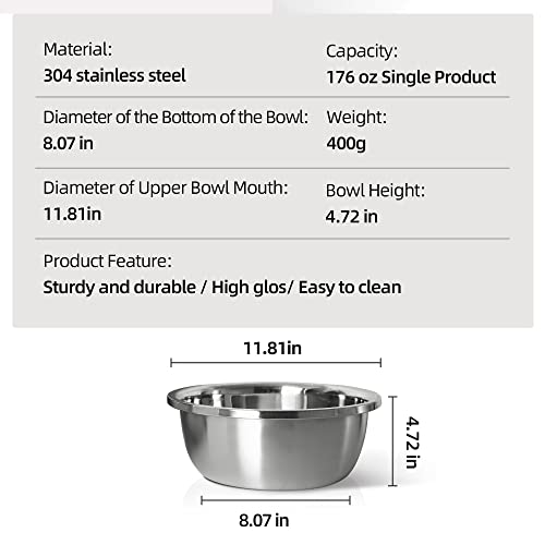 Stainless Steel Large Dog Bowl, 176oz High Capacity Dog Food Bowls for Large Dogs (2 Pack) (176oz(3pc)) - Image 5