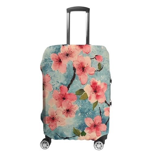 Cherry Watercolor Blossoming Travel Luggage Cover for Suitcase 19-32 Inches Elastic Washable Baggage Protector
