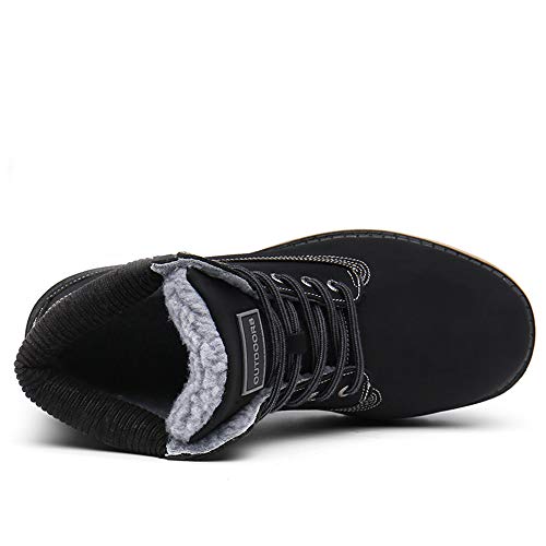 SKDOIUL Mens Winter Snow Boots Leather Ankle Walking Shoes with Warm Fur3