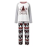 Familienoutfit Mama-Pyjama Bedrucktes Home Langarm-Oberteil Hose Zweiteilig (Black, XXL)