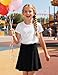 KEREDA Girls Uniform Skirts with Undershorts Casual High Waist Stretchy A-Line Skirts Soft Skorts Fashion Clothes Black 7-8 Years