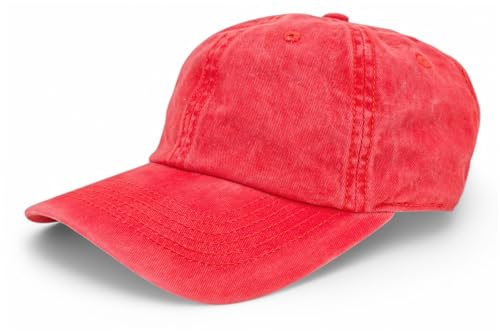 styleBREAKER Unisex Baseball Cap Vintage Look verstellbar 6-Panel Cappy in Washed Optik mit gebogenem Schirm Baumwolle Retro Cap Damen und Herren, Farbe:Rot