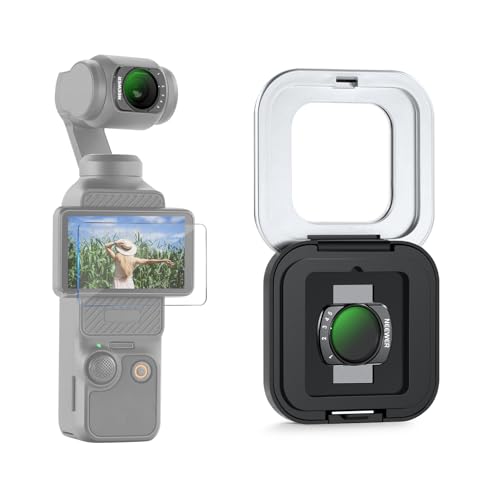 NEEWER Variabler ND Filter kompatibel mit DJI Osmo Pocket 3 / Pocket 4 / Xtra Muse magnetischer mehrfach beschichteter ND2-32 Neutraldichtefilter für Actionkameras inklusive Displayschutz und Etui