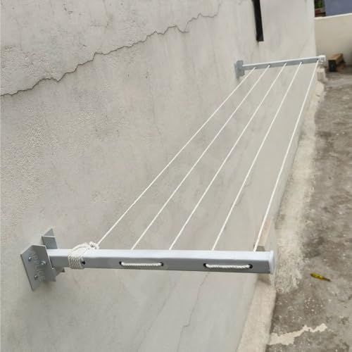 Image of APPLICE 5 Layer Foldable Wall Mount Cloth Drying Stand - 50ft Rope, Metal, Indoor /Outdoor, Balcony Use | Clothes Drying Stand | Cloth Stand | Cloth Dryer Stand