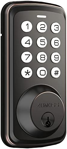 Keyless Entry Door Lock, Zomoss Electronic Keypad Deadbolt Lock, Auto Lock, 20 User Codes, Digital Deadbolt for Front Door, Easy to Install, 1 Press Locking, Oil Rubbed Bronze