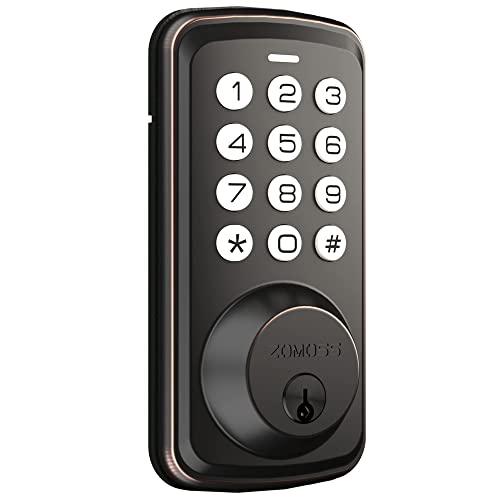 Keyless Entry Door Lock, Zomoss Electronic Keypad Deadbolt Lock, Auto Lock, 20 User Codes, Digital Deadbolt For Front Door, Easy To Install, 1 Press Locking, Oil Rubbed Bronze #TOP3