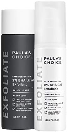 Paula's Choice-SKIN PERFECTING 8% AHA Gel Exfoliant & 2% BHA Liquid Duo-Facial Exfoliants for Blackheads Enlarged Pores Wrinkles and Fine Lines Face Exfoliators w/Glycolic Acid Salicylic Acid