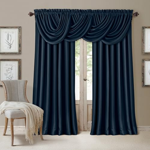 Elrene Home Fashions All Seasons Energy Efficient Room Darkening Rod Pocket Window Panel, 52" x 95" (1), Navy - image 8