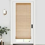 LazBlinds No Tools No Drill Bamboo Roller Shades, Cordless Bamboo Blinds, Light Filtering Roll Up Blinds for Windows, French Door, Porch or Patio, 26'' W x 70'' H, Squirrel