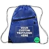 DISCOUNT PROMOS Custom Drawstring BackPacks with Pocket Set of 100, Personalized Bulk Pack – Water Resistant, Perfect…