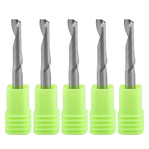 EU_HOZLY Fraise en bout CNC à une flûte, tige de 5 mm, diamètre de coupe de 5 mm, longueur de coupe de 22 mm (0,866"), fraise pour aluminium, lot de 5 Cover
