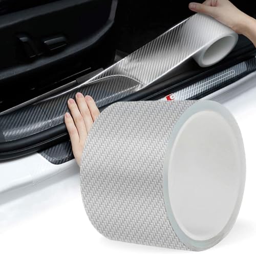 Image of Carbon Fiber Look Car Door sill Protector, Anti-Scratch Door Edge Tape, Car Paint Protection Film, Clear Door Edge Guard for car (5cm x 5m) (Transparent)