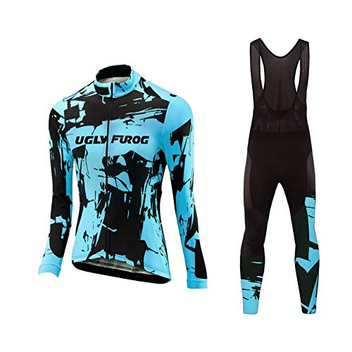 Uglyfrog - Conjunto de maillot de ciclismo para mujer (tejido térmico, manga larga y pantalones de ciclismo 20D + pantalones largos de ciclismo, varios estilos a elegir)