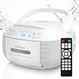 Tragbarer CD-Player und Kassettenspieler Combo mit USB, UKW, Bluetooth-Wiedergabe, LED-Display, Fernbedienung, AC/DC-betriebene Boombox