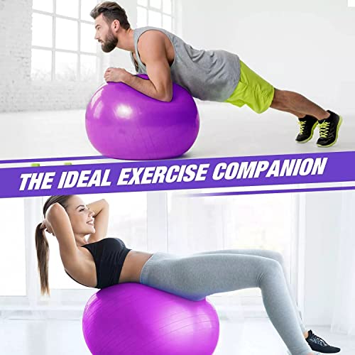 Image of FirstFit Extra Thick Exercise Yoga Ball, Fitness and Stability Ball to Improve Posture, Balance, Yoga, Pilates, Core, Fitness Exercise Training Balance Yoga Class Core(Size-65 CM, Pink)