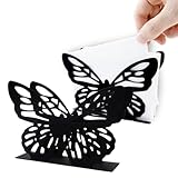 mengger 2 servilleteros con forma de mariposa, soporte para servilletas de metal, dispensador de servilletas, soporte para servilletas, de pie, adecuado para salón, cocina, comedor (negro)