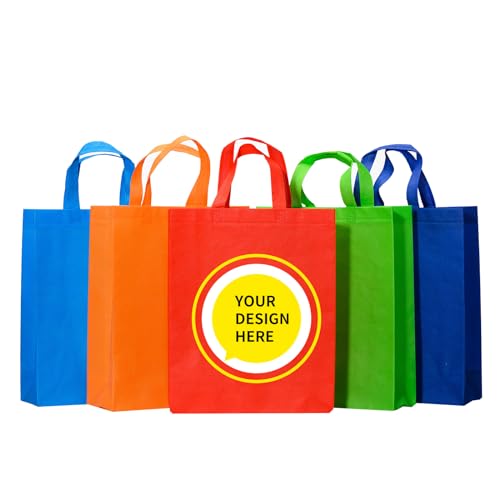 100 Pcs Custom Non-woven Bags with Handle, Custom Tote Bags Bulk, Personalized Reusable Grocery Bags, Shopping Bags, Customized Promotional Item Totes for Business Activities, Parties, Store