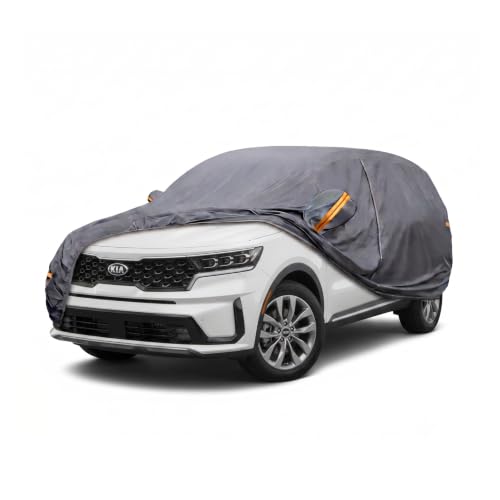 Image of Coverlex All-Weather Car Cover Custom Fit for Kia Sorento 2003-2026 | Waterproof, Heavy Duty, Cotton Liner, Paint Protection, Rain Snow UV Proof, Driver Door Zipper, Windproof Straps, Storage Bag