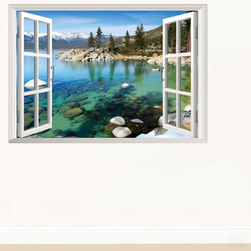 Vinilo para decoración de salón y habitación PRETYZOOM ventana 3D autoadhesiva 4