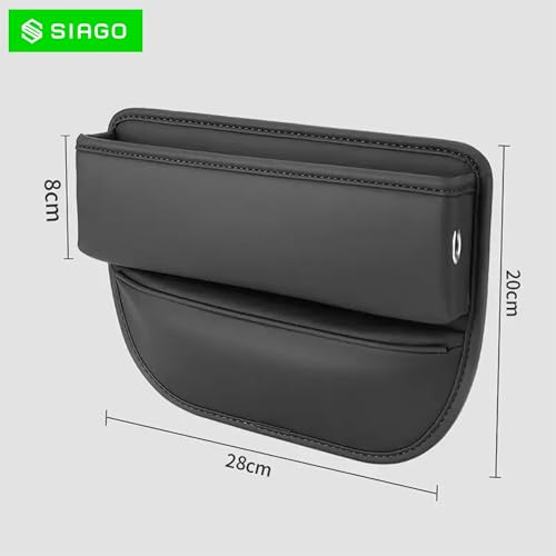 Image of SIAGO Car Seat Gap Filler Organizer | Premium PU Leather Storage Box for Phone | Car Accessories for Keys, Cards & Coins | Universal Fit for Cars, SUVs & Trucks (Black) (SIA133)