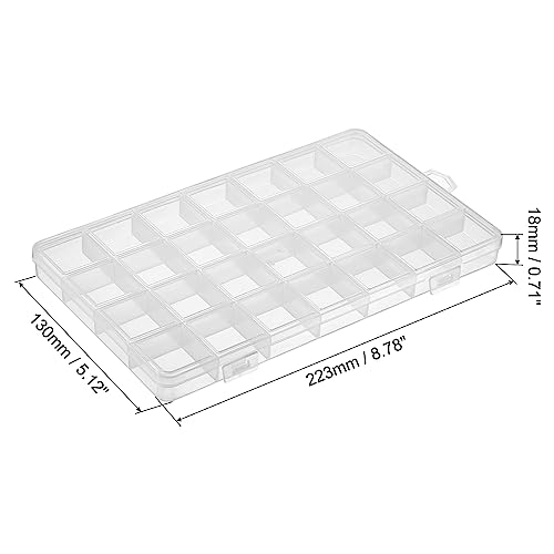 Image of PATIKIL 28 Grids Jewelry Organizer Box, 3 Pack 18mm Clear Plastic Jewelry Boxes Storage Container for Beads Crafts DIY Earrings Pendants Rings, Style 1