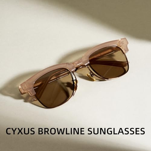 Cyxus Tinted Sunglasses for Women Men Trendy Browline Frame Sunglasses UV Protection for Outdoor 15572