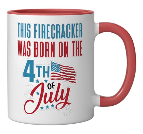 Taza cerámica 11 oz roja/blanca para cumpleaños 4 de julio miniatura 2