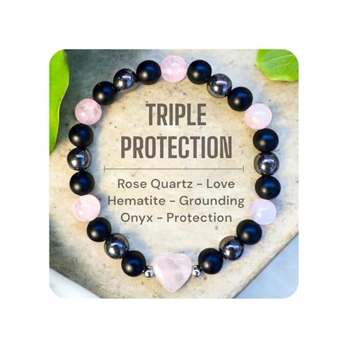 Pulsera de Cristal Corazón con Cuarzo Rosa y Ojo de Tigre miniatura 1