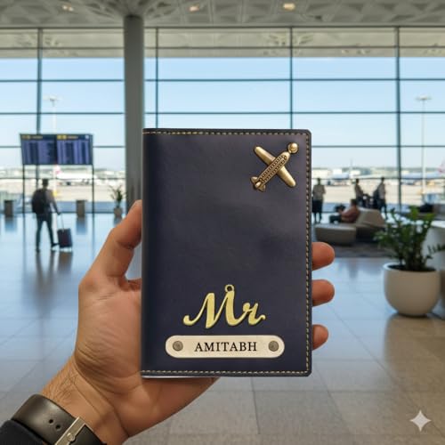 Image of Personalised PU Leather Passport Cover with Name | Customized Passport Holder & Card Organizer | Stylish Unisex Travel Wallet & Gift for Men & Women - Stylish Travel Organizer