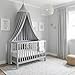 LOAOL Bed Canopy with Pom Pom Cotton Canopy for Kids Crib Baby Girl Netting Cover Canopy Crib Curtain Reading Nook Hanging Tent Nursery Play Game Castle Room Decoration (Gray)