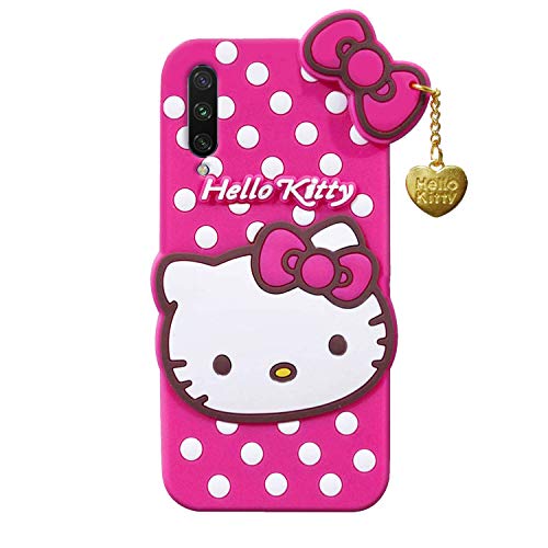 Image of Unirock Hello Kitty Back Case Cover for MiA3| 3D Cute Hello Kitty Case |Soft Silicone Rubber Back Cover with Pendant Kitty Cover for MiA3 (Pink)