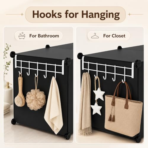 Image of KRISHYAM Modular Cube Storage Organizer, Black DIY Open Shelf Cabinet, Adjustable Multi-Purpose Storage Rack for Bedroom, Kids Room, Entryway & Home