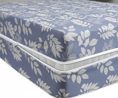 Image of HOMEKART Premium Cotton 220TC 72 x 78 x 8 Single Size Mattress Cover Protector with Zip /Chain|Provides All Around Protection - 1 pc (72 x 78 x 8) (Blue)