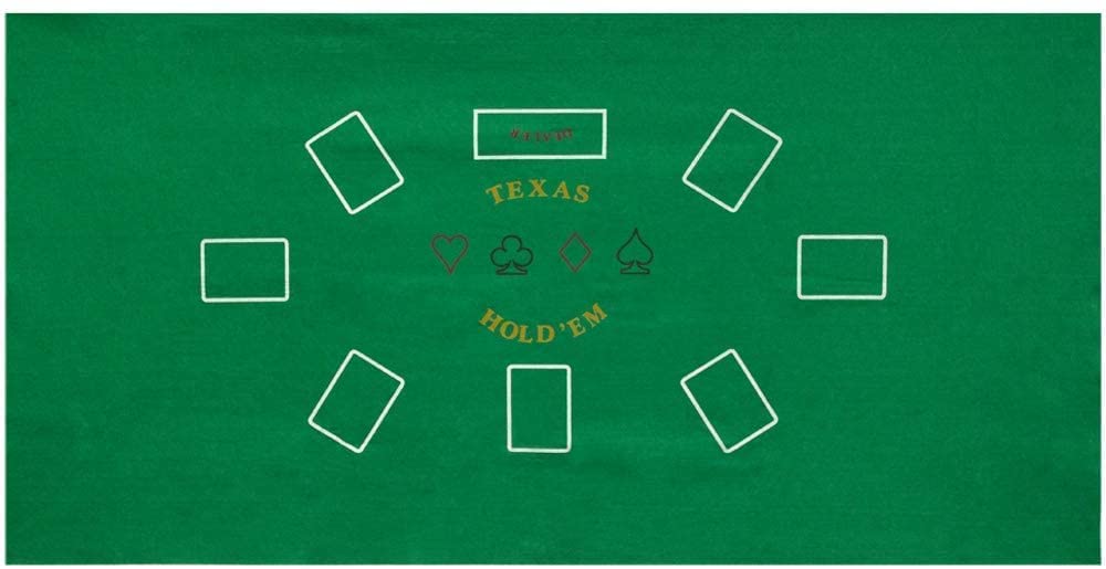 WMX Casino Tabletop Felt Mat 36 x 72 Inch Layout for Poker Games (Green Texas Hold'em)
