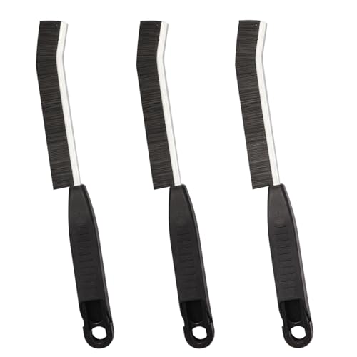 Hard Bristle Crevice Cleaning Brush,Grout Cleaner Brush,Scrub Brushes for Tile Floor,Gap Cleaning Supplies with Clip for Bathtub,Shower,Kitchen,Home Essentials,Gi-ft for Women Men(3PCS Frosted Black)