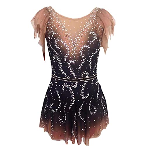 Figure Skating Dress Women's Girls' Patchwork High Elasticity Training Competition Ice Skating Dress Sleeveless,Black,M #TOP5