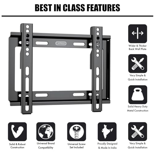 Image of Caprigo Fixed TV Wall Mount Bracket for 14 to 32 Inch LED /HD /Smart TV's | Universal Heavy-Duty TV & Monitor Wall Mounting Bracket | Super-Slim TV Stand for Wall (M452)