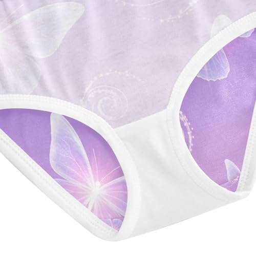Kids Underwear Girls, Glowing Butterflies Purple Toddler Briefs, Cotton Girls Underwear, 2T–8 Years4