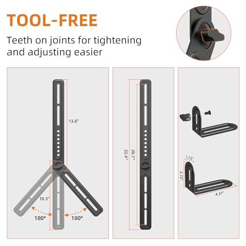 Image of XINLEI Universal Sound Bar Mounts with Detachable Long Extension Plates Fits Most 23 to 65 Inch TVs Soundbar TV Mount Bracket Above or Under TV, up to 22 lbs SBR303