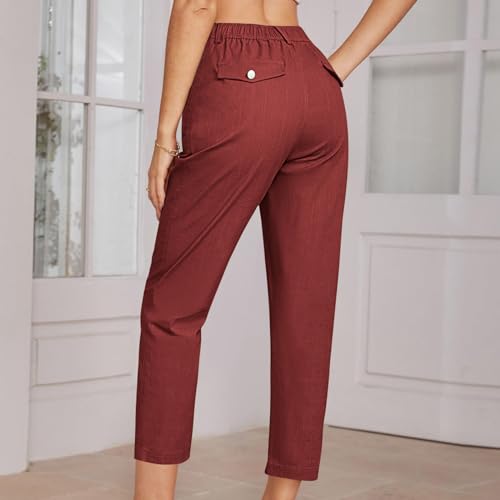Cropped Dress Pants for Women Business Casual High Waist Ankle Work Pants Straight Leg Capri Trousers with Pockets3
